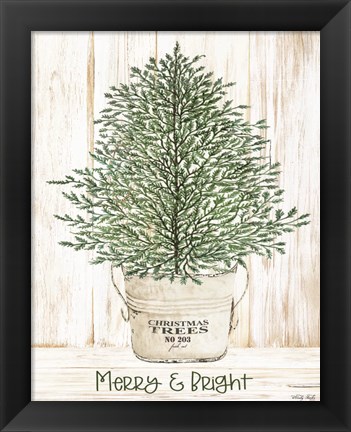 Framed Merry &amp; Bright Tree Print