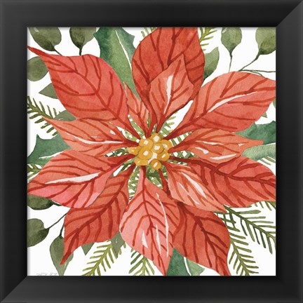 Framed Red Poinsettia Print