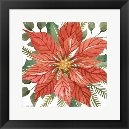 Framed Red Poinsettia Print