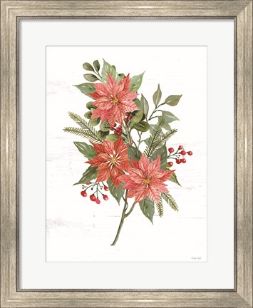 Framed Poinsettia Christmas Botanical Print