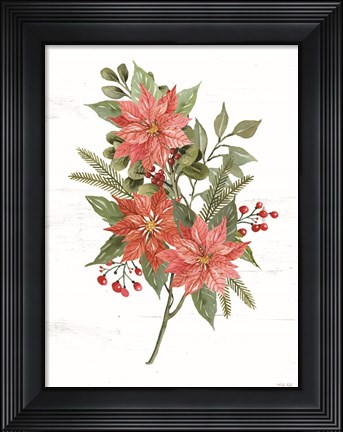 Framed Poinsettia Christmas Botanical Print