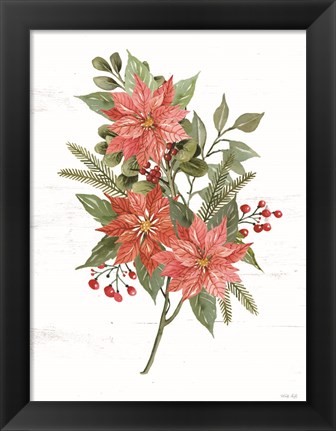 Framed Poinsettia Christmas Botanical Print