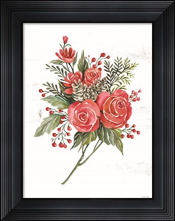Framed Rose Christmas Botanical Print
