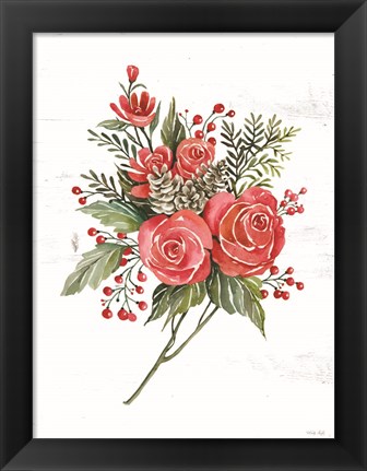 Framed Rose Christmas Botanical Print