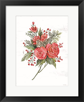 Framed Rose Christmas Botanical Print