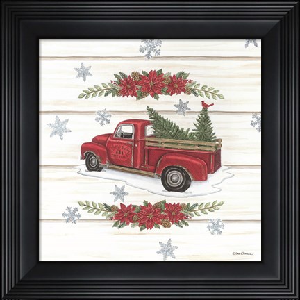 Framed Holly Berry Tree Farms Truck Print
