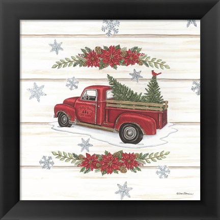 Framed Holly Berry Tree Farms Truck Print