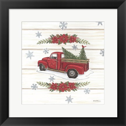 Framed Holly Berry Tree Farms Truck Print