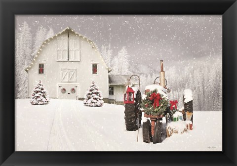 Framed Snowy Country Christmas Wishes Print