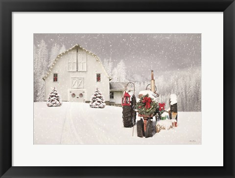 Framed Snowy Country Christmas Wishes Print