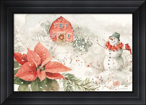 Framed Poinsettia Village I Print