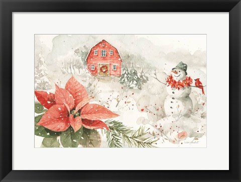 Framed Poinsettia Village I Print