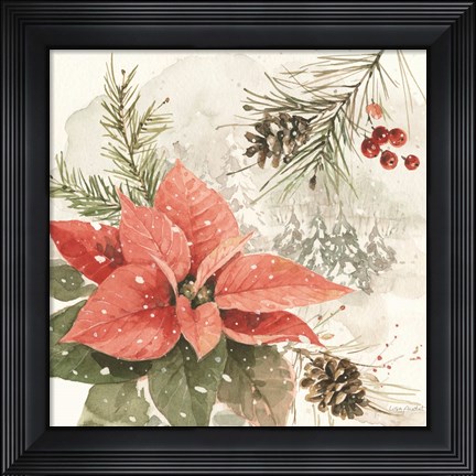Framed Poinsettia Village II Print