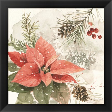 Framed Poinsettia Village II Print