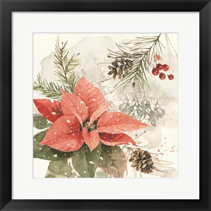 Framed Poinsettia Village II Print