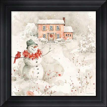 Framed Poinsettia Village IV Print