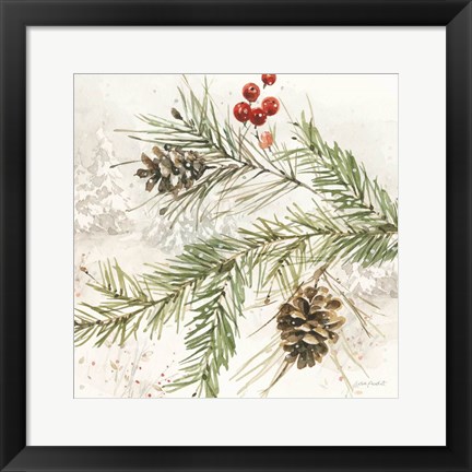 Framed Poinsettia Village V Print