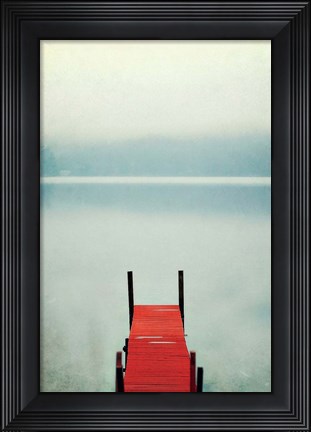 Framed Red Boat Dock Print
