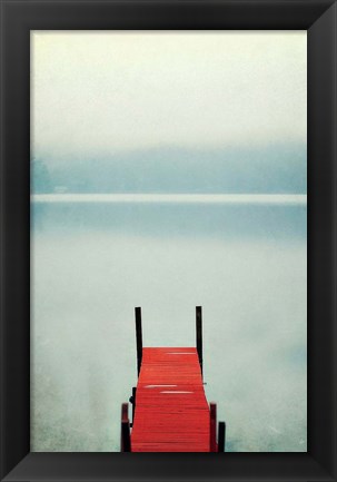 Framed Red Boat Dock Print