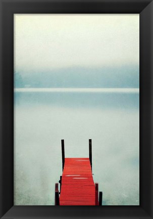 Framed Red Boat Dock Print