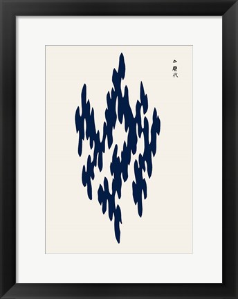 Framed Blue Woodblock III Print