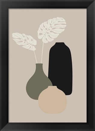 Framed Three Vases II Print