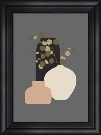 Framed Three Vases III Print
