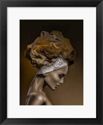 Framed Woman in Thought, Gold Print