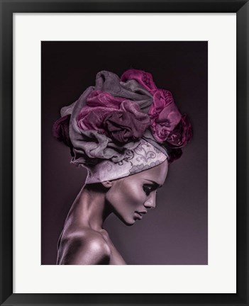 Framed Woman in Thought, Magenta Print