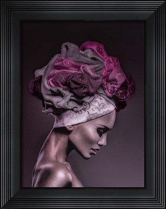 Framed Woman in Thought, Magenta Print