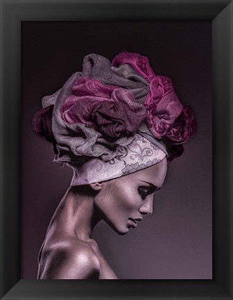 Framed Woman in Thought, Magenta Print