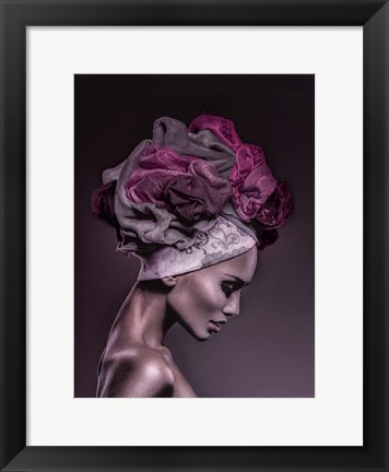 Framed Woman in Thought, Magenta Print