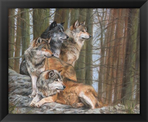Framed Four Wolves Print