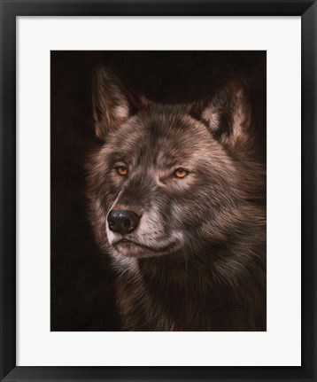 Framed Black Wolf Print