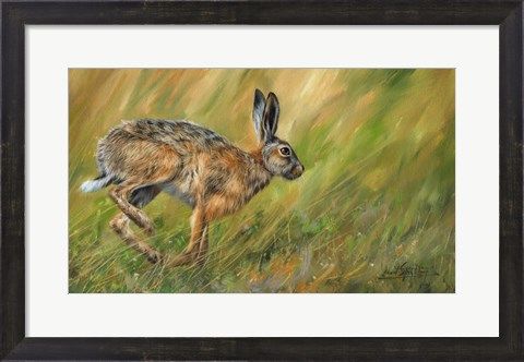 Framed Hare Running Print