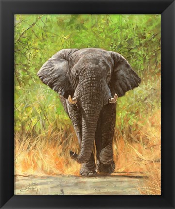 Framed Elephant Charge Print