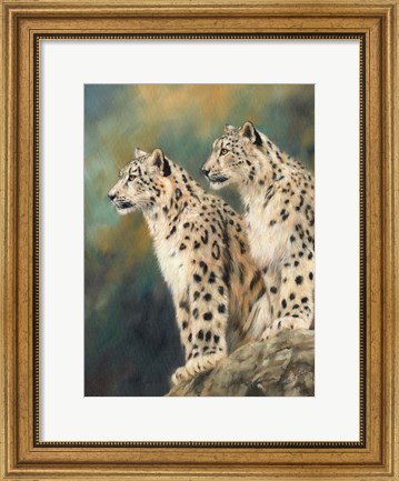 Framed Snow Leopard&#39;s Rock Print