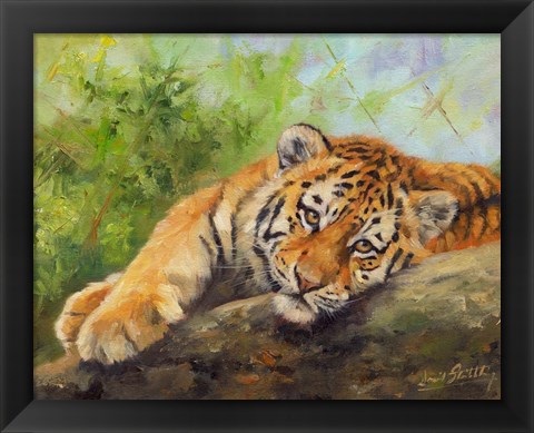 Framed Tiger Cub Rock Print