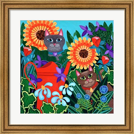 Framed Garden Cats Print