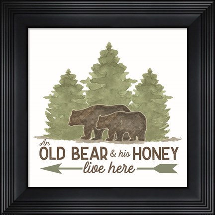 Framed Lost in Woods V-Old Bear Print