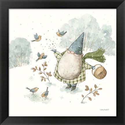 Framed Everyday Gnomes I-Winter Birds Print