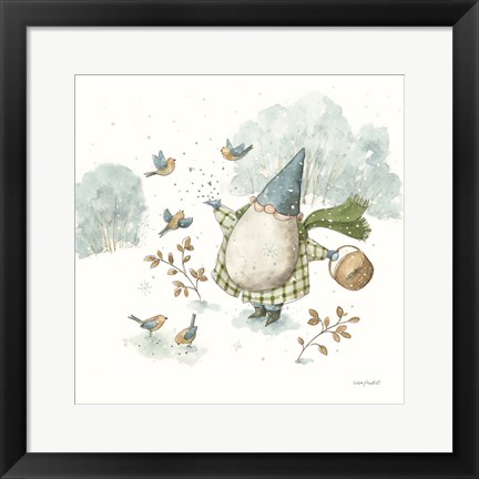 Framed Everyday Gnomes I-Winter Birds Print