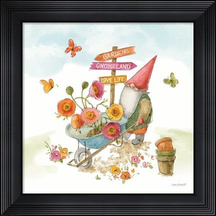 Framed Everyday Gnomes IV-Wheelbarrow Print
