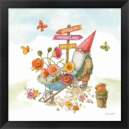 Framed Everyday Gnomes IV-Wheelbarrow Print