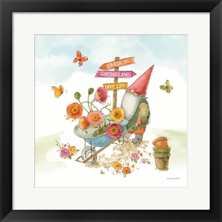 Framed Everyday Gnomes IV-Wheelbarrow Print