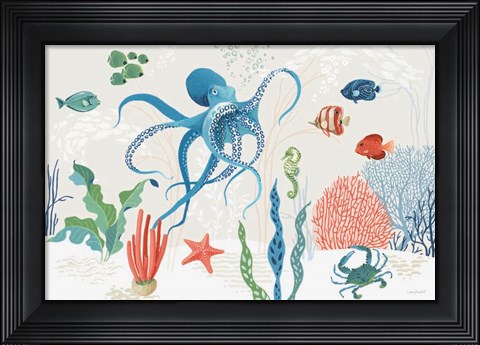 Framed Free As the Ocean I on Sand Print