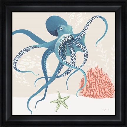 Framed Free As the Ocean II on Sand Print