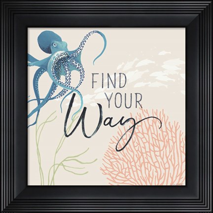 Framed Free As the Ocean VI on Sand Print
