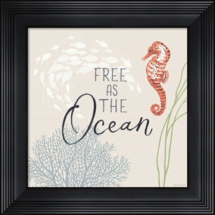 Framed Free As the Ocean IX on Sand Print