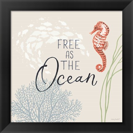 Framed Free As the Ocean IX on Sand Print